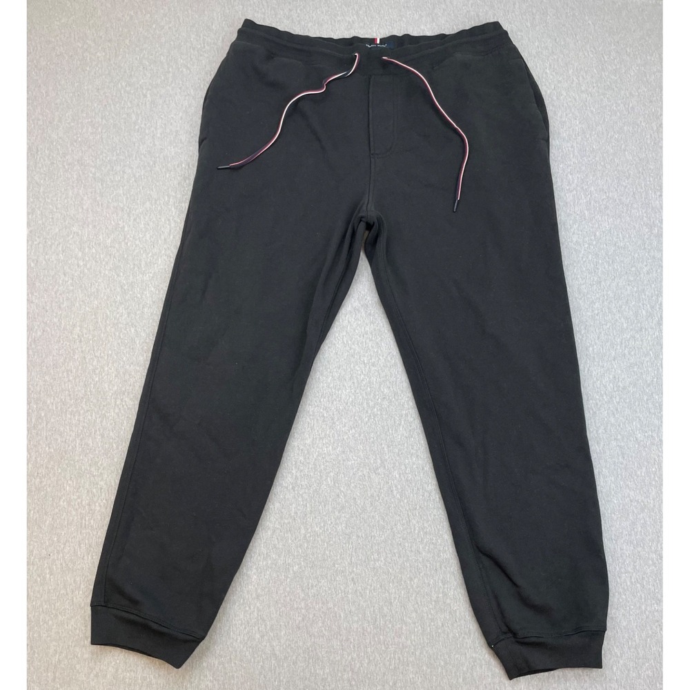 Tommy Hilfiger Joggers Mens XL Black Cotton Blend Drawstring